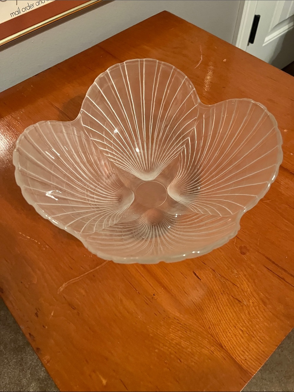 Frosted Glass Floral Centerpiece Bowl - White